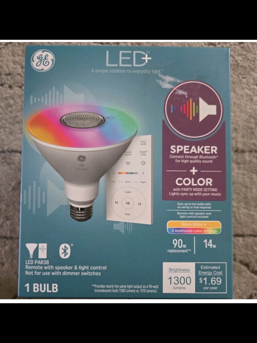 GE LED+ PAR38 Speaker Light Bulb - Multicolor